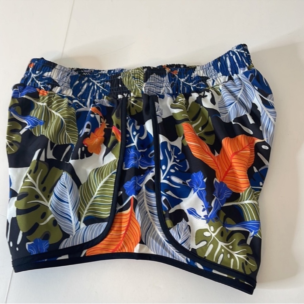 P.E. Nation Athletic Running Shorts Tropical Floral Print